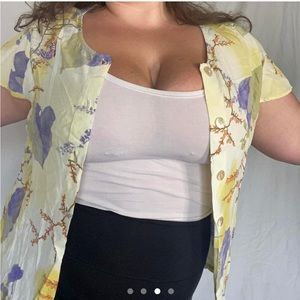 lemon + purple sequin button up